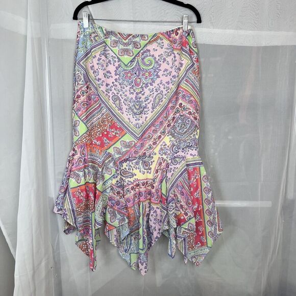 Vintage American Living paisley boho handkercheif hem midi skirt sz MD cottage - Picture 1 of 7